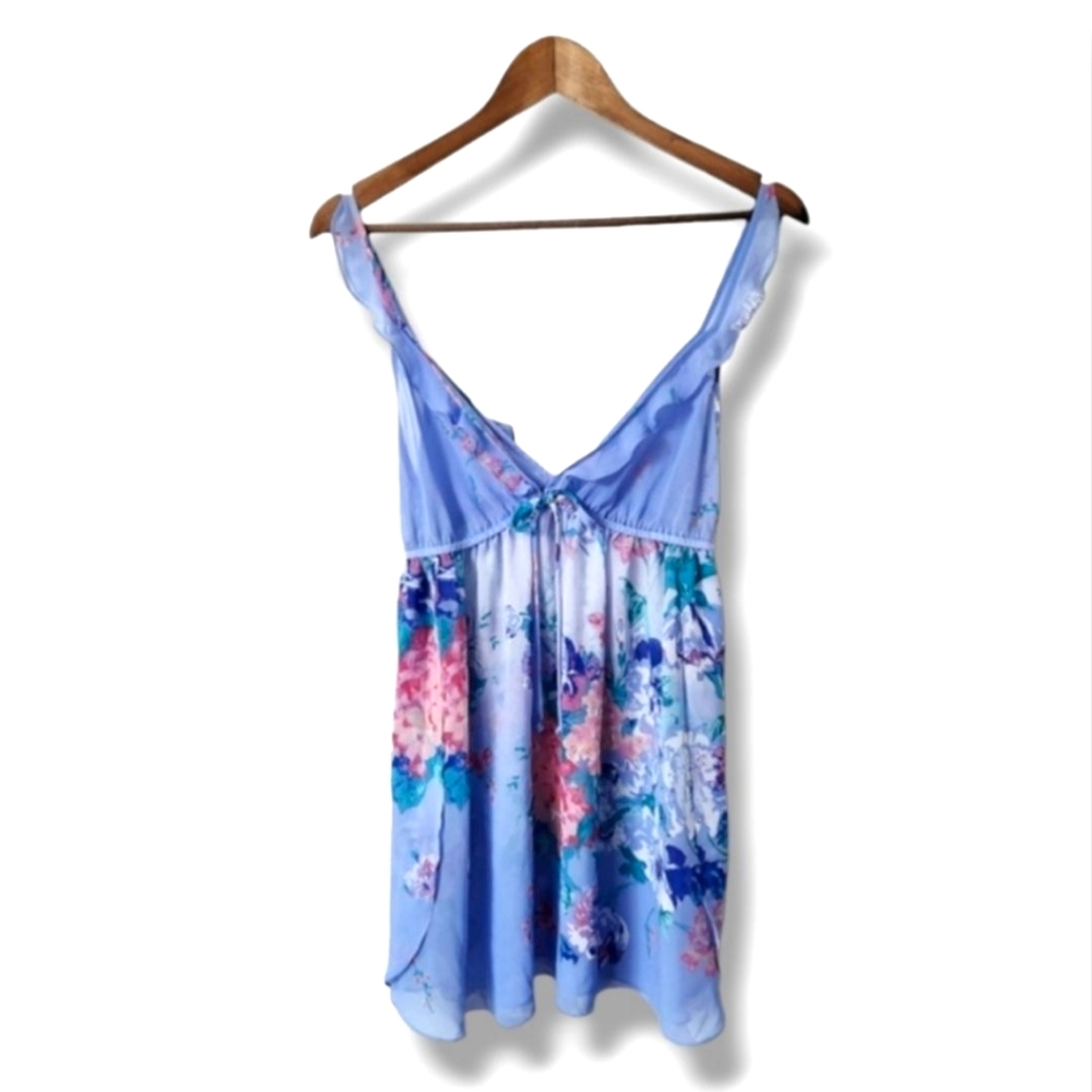 In Bloom Floral Semi-sheer Mermaidcore Top With Side Slits | Medium